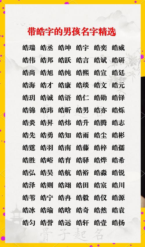 龙年男宝宝取名皓 龙年孩子取名带皓