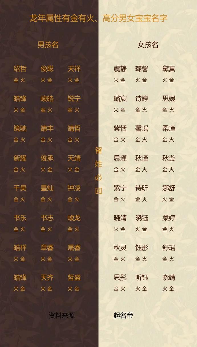 龙宝宝起名火金 火金三才配置