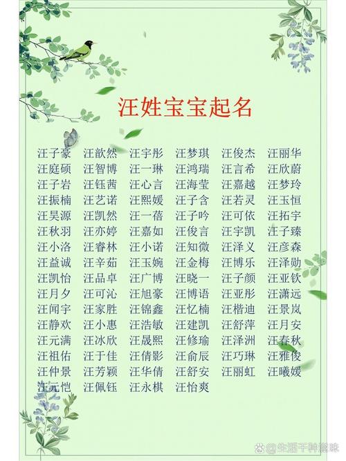 汪姓宝宝取名男女通用 汪姓小孩取名大全