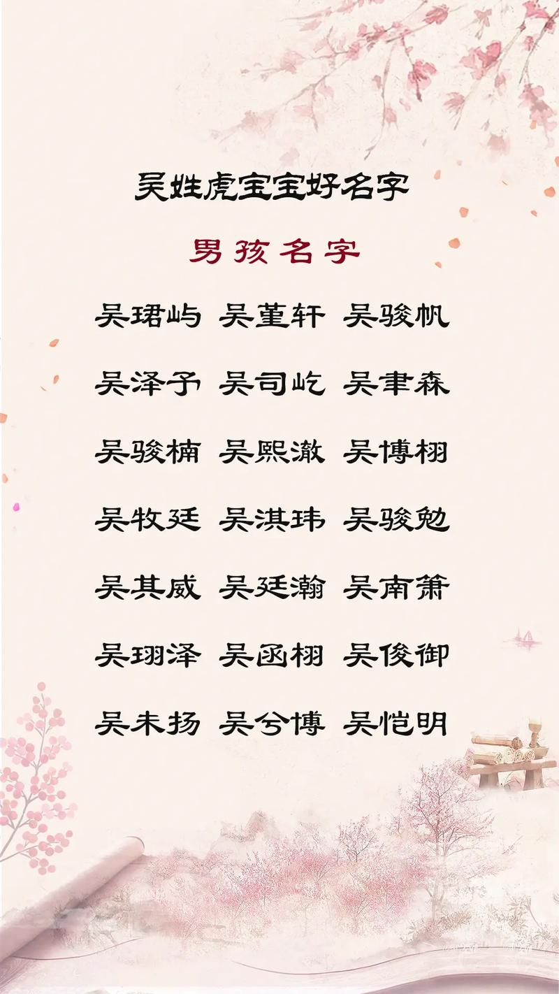 吴姓虎宝宝起名大全 吴姓虎宝宝取名带木字旁