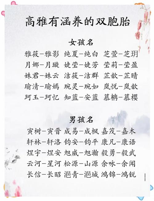双胞胎宝宝古风起名 双胞胎起名大全男孩古风