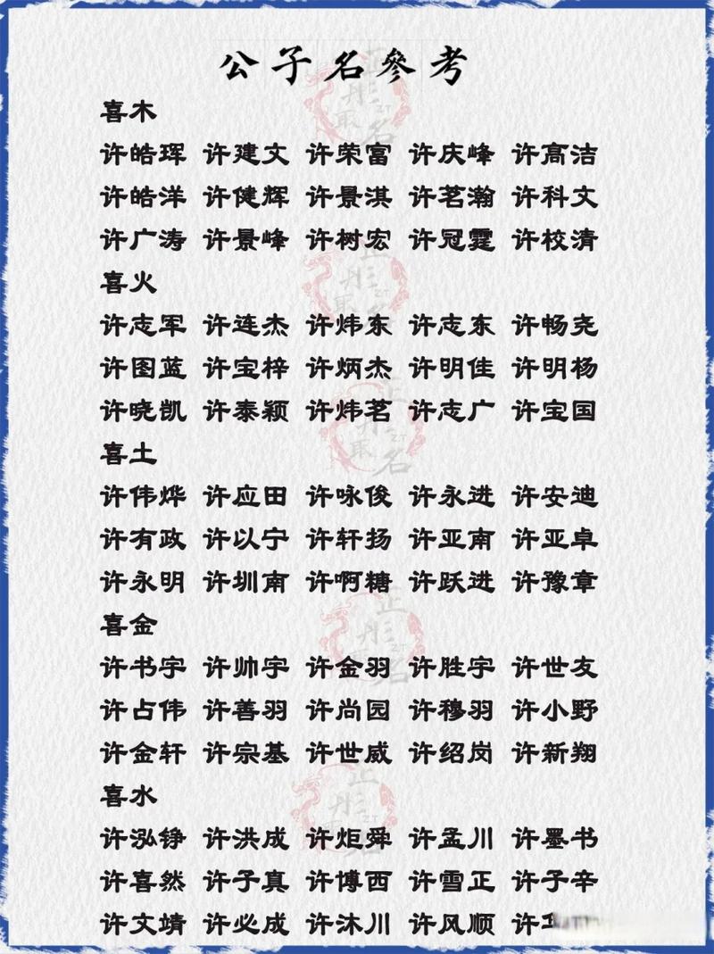 许姓宝宝起名1个字 许姓孩子取名字大全